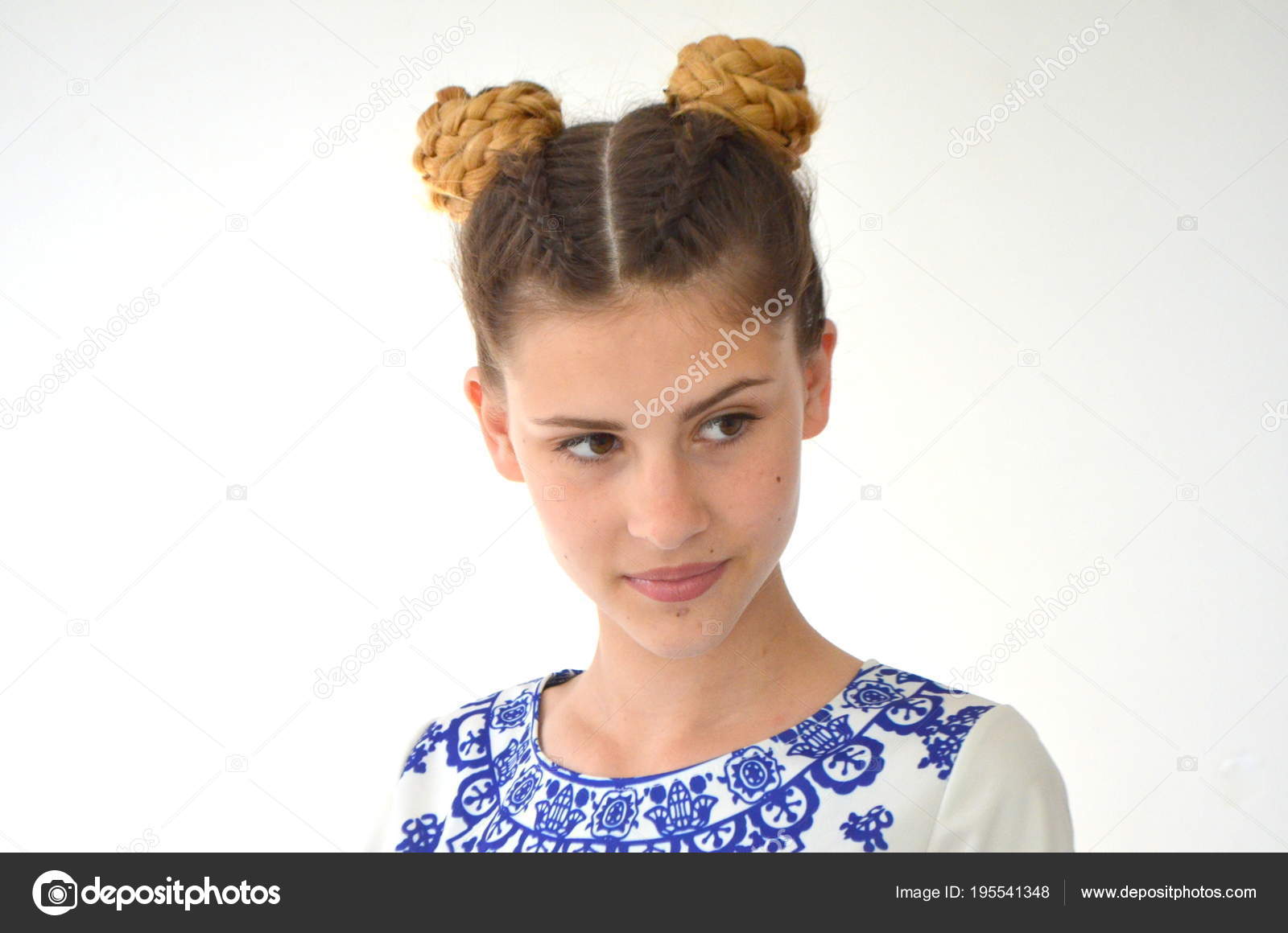 Asian Ombre Hair Color Girl Pigtails French Bunches Hairstyle