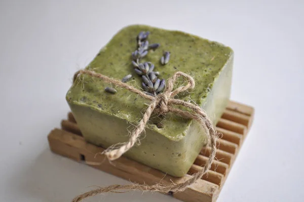 Handgemaakte Natuurlijke Zeep Met Lavendel — Stockfoto