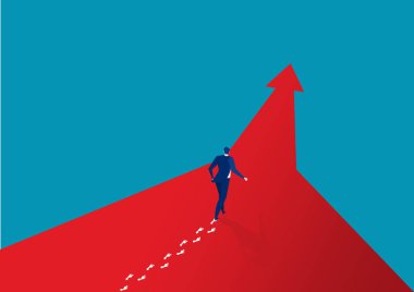 İş adamı başarılı vektör çizimcisine doğru ilerliyor