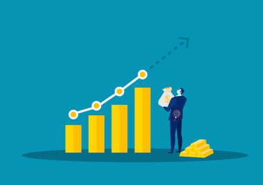 Büyümeyi Analiz Etmek İçin İşadamı İzleme Grafik Çizelgesi Çizelgesi Çizelgesi Çizelgesi Çizimi.