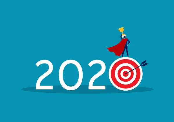 2020 Business Target Doel Met Hoop Krijgen Grote Beloning Concept — Stockvector