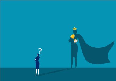Taç gölgesi olan bir iş kadını. Liderlik, güç, feminizm ve özgürleşme.