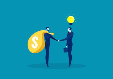 Fikir ve sermaye vektörü arasında ticaret yapmak için iki iş tokalaşması.