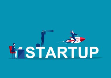 İş adamları başlar, başarı konsepti vektörü alışverişi.