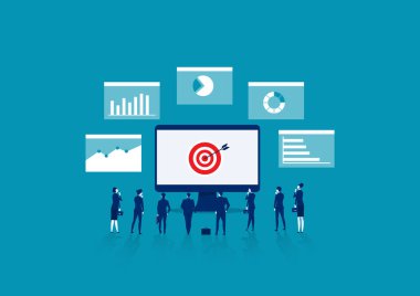 İnsanlar finansal tabloları, gelir grafiği analizlerini ve ofis çalışanlarını analiz ederler. 