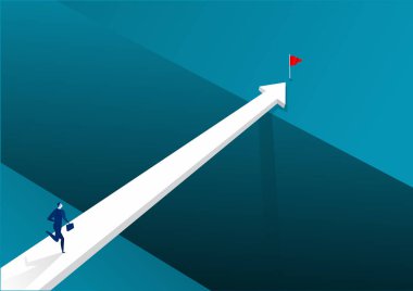 Okun üzerinde çalışan işadamı ileriye dönük başarı vektörü çizicisi.