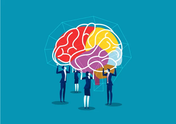 Equipo Negocios Ascensor Cerebro Para Conectar Idea Ilustrador — Vector de stock