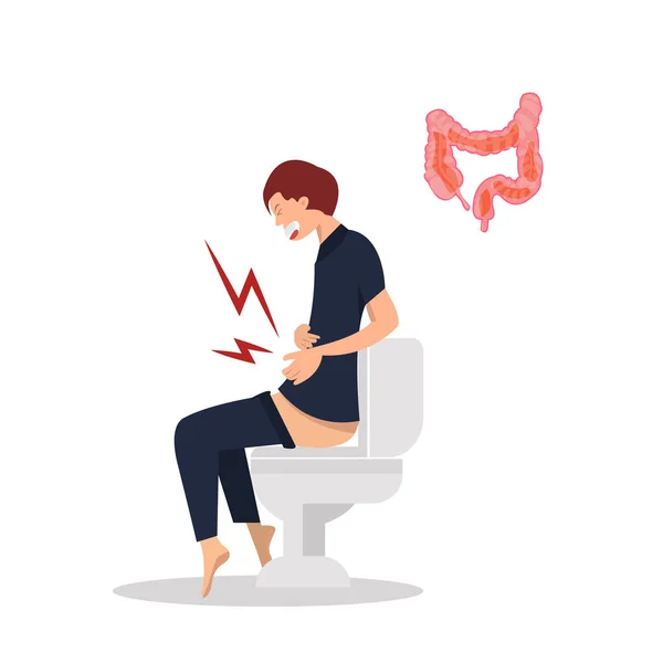 Constipation Symptom Man Poop Intestine Illustrator — Διανυσματικό Αρχείο