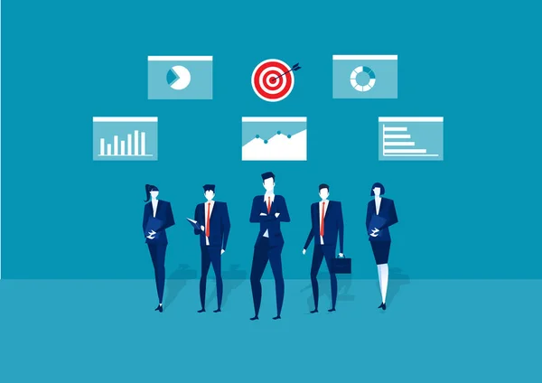 Team Business Marktforschung Seo Unternehmensanalyse Strategie Digitales Marketing Teamarbeit Kreatives — Stockvektor