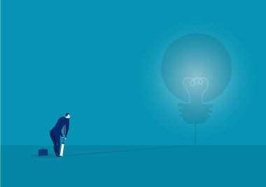 İş adamı ampulü pompayla patlatıyor. kavram.vektör çiziciName