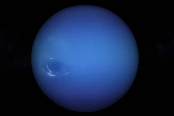 星の背景にあるガス惑星ネプチューンの3Dイラスト ストック写真