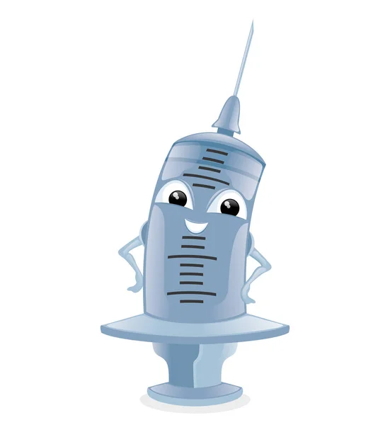 Smiling blue syringe. — Stock Vector