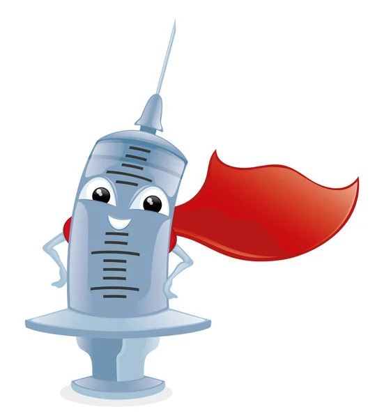 Smiling blue syringe. — Stock Vector