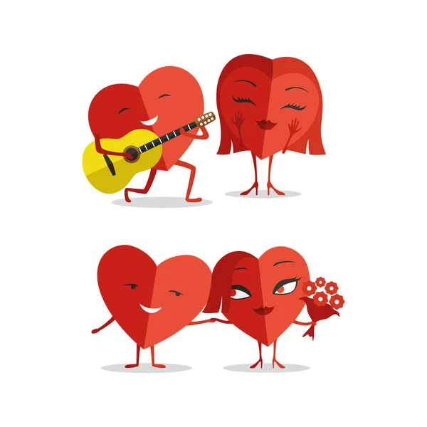 Ensemble de cœurs rouges. — Image vectorielle