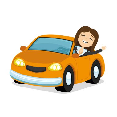 Bir sürücü ile turuncu araba.