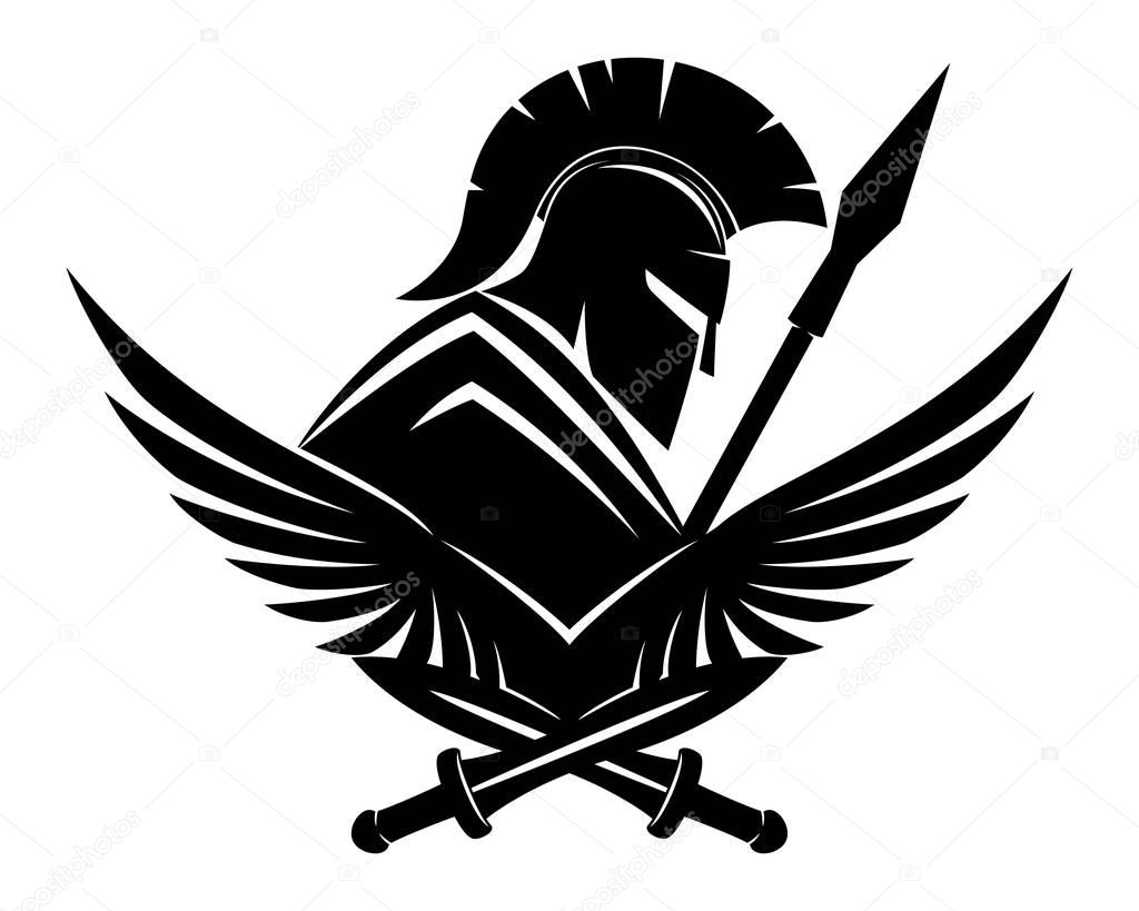 Spartan black sign on a white background.