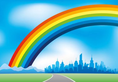 Gökyüzünde gökkuşağı.