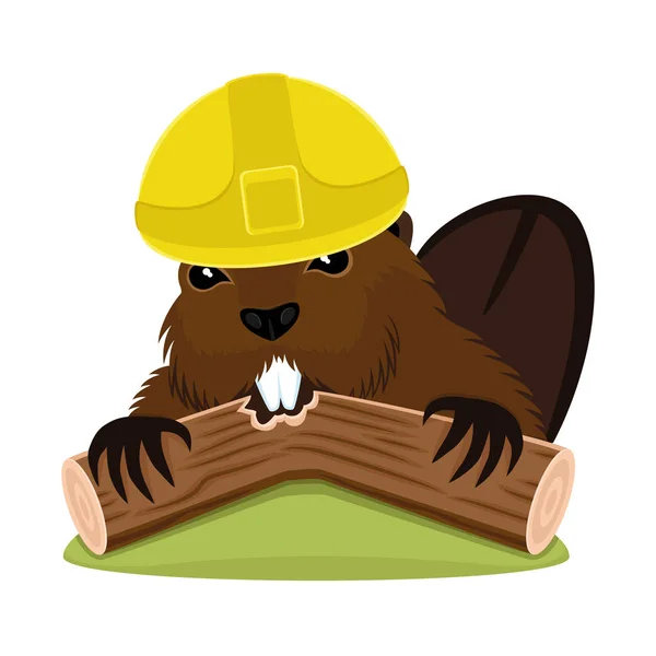 Beaver in the construction helmet. — Stock Vector