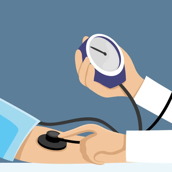 Le médecin mesure la pression du patient . — Image vectorielle