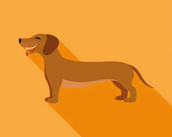 ダックスフントの陽気な犬. — ストックベクタ