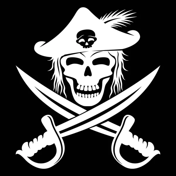 Pirat skalle och svärd. — Stock vektor