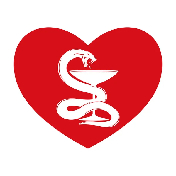 Rotes Herz und Schlange. — Stockvektor