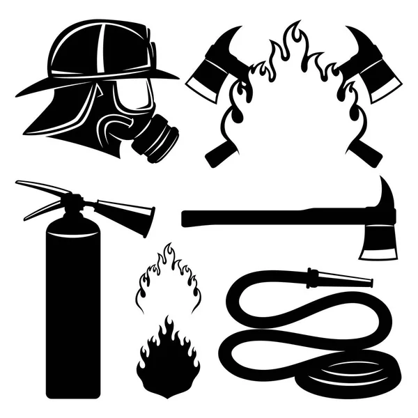 Набор значков пожарных . — стоковый вектор