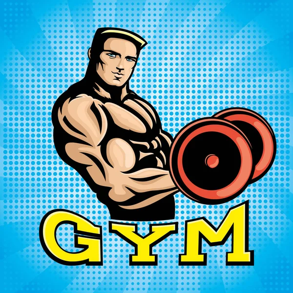 Man in the gym. — Stock Vector