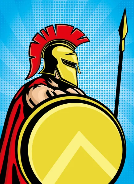 Spartan with shield and spear. — Stock Vector