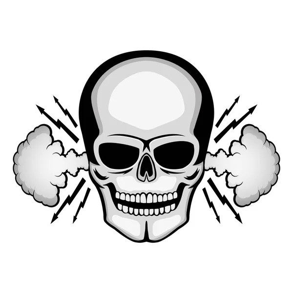 Angry skull with smoke from the ears. — Stock Vector