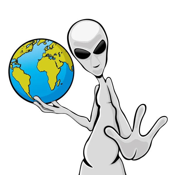 Alien a planety země. — Stockový vektor