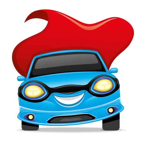 Blue car super hero. — Stock Vector