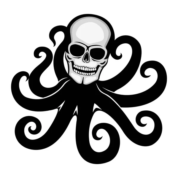 Crâne avec tentacules de pieuvre . — Image vectorielle