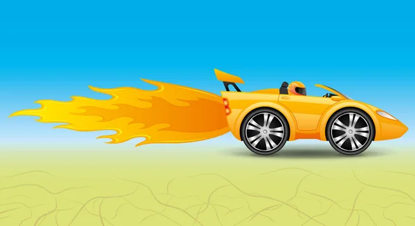 Rychlé auto v poušti. — Stockový vektor