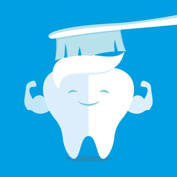 Υγιές δόντι και οδοντόβουρτσα. — Διανυσματικό Αρχείο