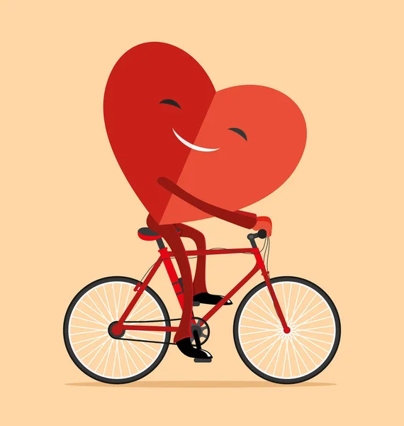 Corazón en bicicleta . — Vector de stock