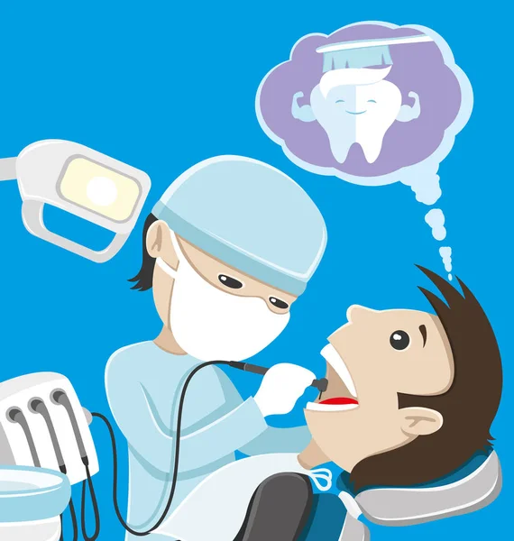Dentist treats teeth. — Stock Vector
