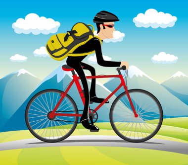 Bir kırmızı bisiklet bisikletçi.