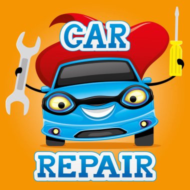 Bir anahtarı ve bir tornavida ile mavi araba.