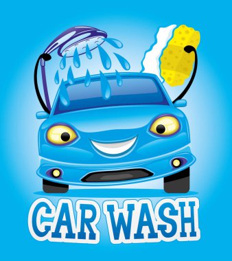 Mavi araba ile oto yıkama.