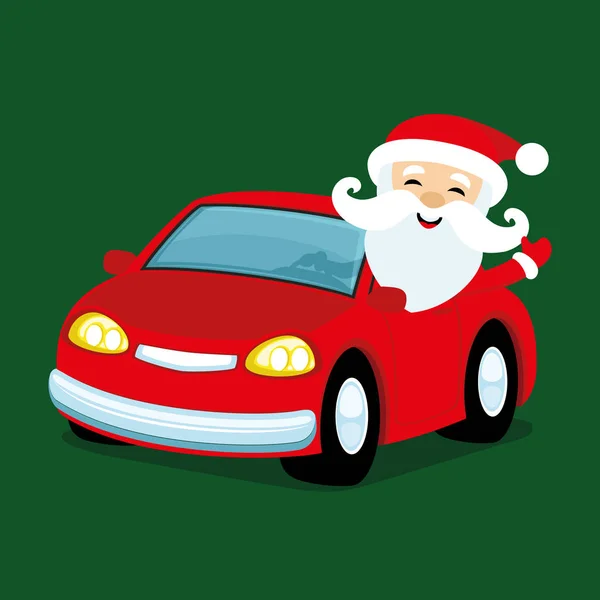 Санта-Клаус в червоний автомобіль. — стоковий вектор