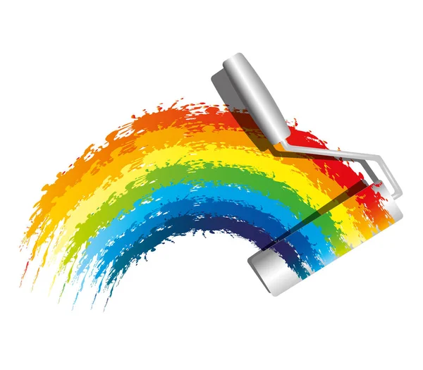 油漆辊和彩虹. — 图库矢量图片