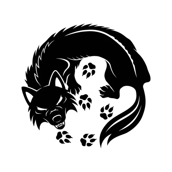 Lobo signo negro . — Vector de stock