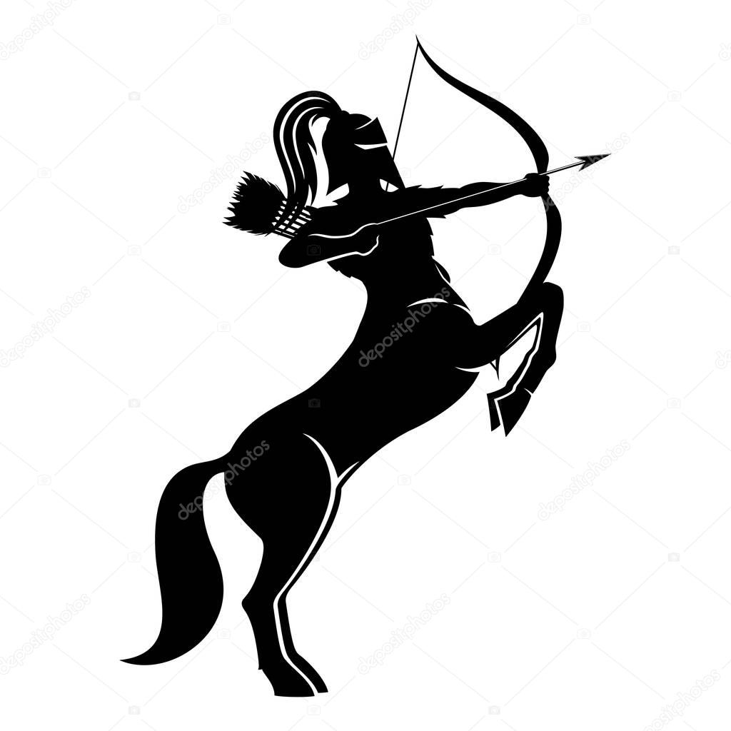 Centaur archer sign on a white background.