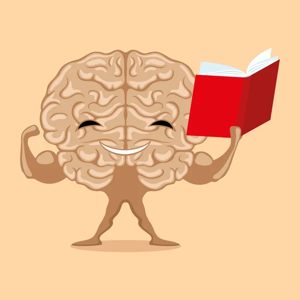 Erős agy egy könyvet. — Stock Vector