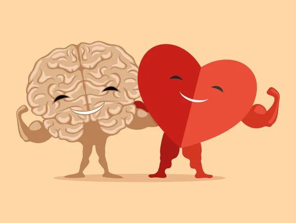 Cerebro y corazón fuertes . — Vector de stock