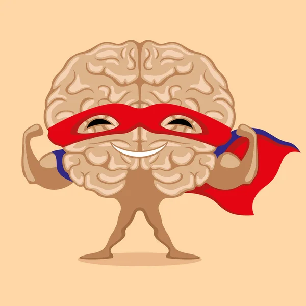 Super cerebro en máscara roja . — Vector de stock
