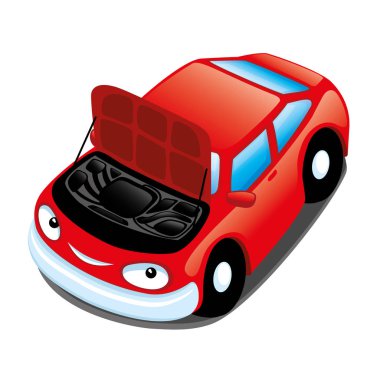 sevimli kırmızı araba.