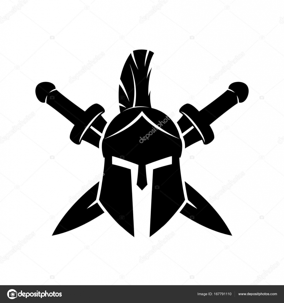 spartan helmet and crossed swords stock vector spartan helmet and crossed swords stock vector