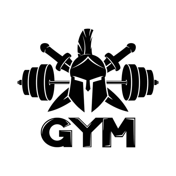 Gym sign with spartan helmet. — Stock Vector